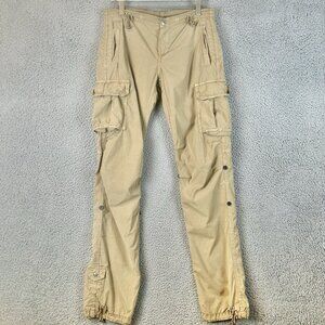 True Religion Y2K Cargo Pants Womens Size 26 Beige Adjustable Waist Straight